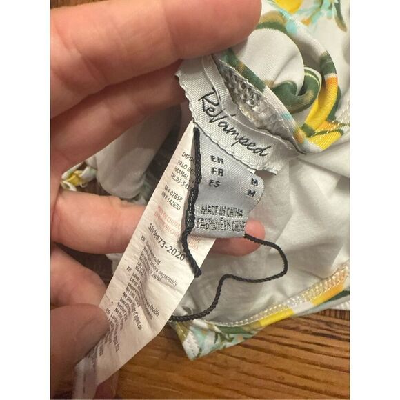 Revamped Yellow Green Lemon Print Cut-Out Caged Side One Piece Swimsuit Medium - Picture 3 of 4